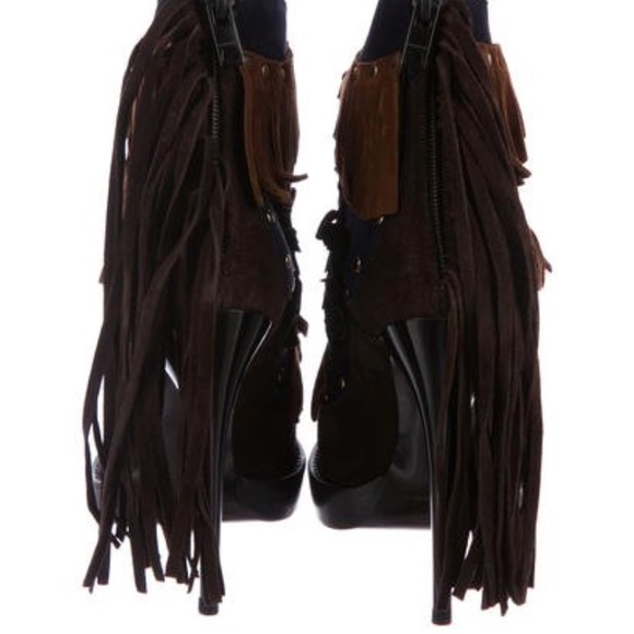 NEW Runway Burberry Lilybell Studded Fringe Boots Bootie Heels - Picture 3 of 11